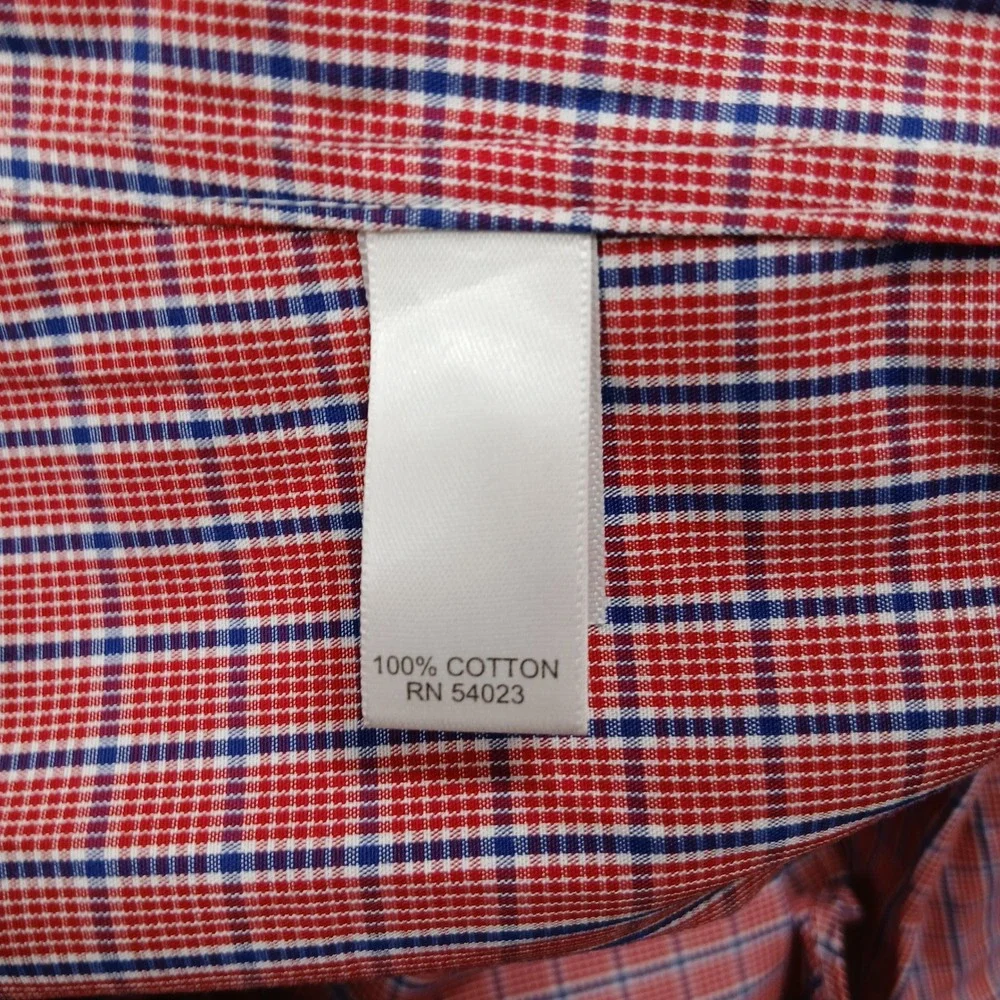 Banana Republic Slim Fit Shirt Men's XL Red Blue‎ Plaid Non-Iron Cotton